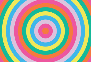 Vibrant concentric circles in a colorful hypnotic pattern, creating a bold abstract background with a playful, eye-catching design.
