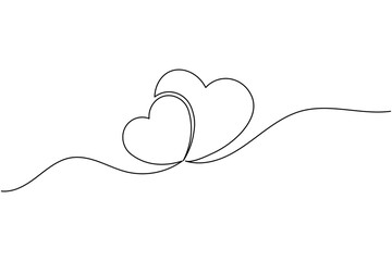 Continuous line art two intertwined hearts symbol of love and unity