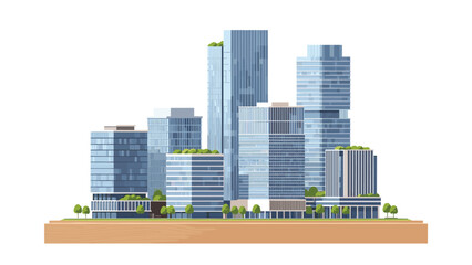 Stunning modern city skyline featuring sleek glass skyscrapers and eco friendly rooftop gardens for urban development concepts
