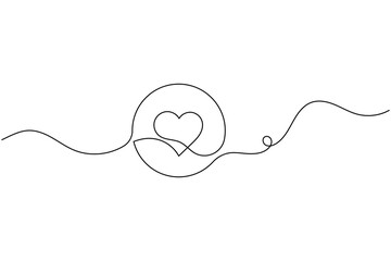 Continuous line drawing of a heart, love symbol, minimalist design.