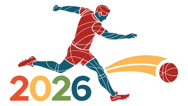 Abstract Soccer Player Kicking Ball with 2026