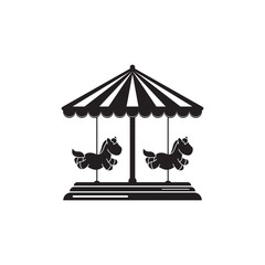 Merry go round horse ride icon. Simple illustration of merry go round horse ride icon flat style sign vector