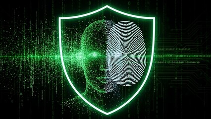 Digital identity protection with fingerprint and facial recognition and a shield