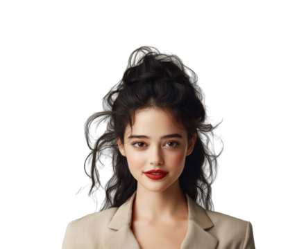 Woman with stylish hair on transparent background