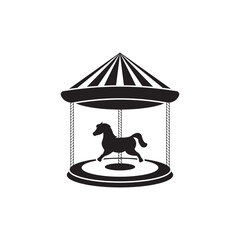 Merry go round horse ride icon. Simple illustration of merry go round horse ride icon flat style sign vector