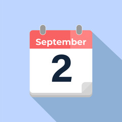 September 2 Vector Calendar
Modern flat color vector calendar with date