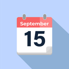 September 15 Vector Calendar
Modern flat color vector calendar with date