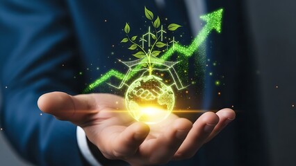 Sustainable business growth and environmental care in a global partnership concept