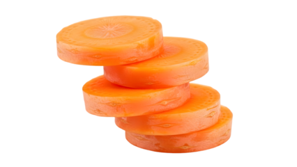 Stack of Five Sliced Carrot Rounds on Transparent Background carrot slices vegetable isolated on a transparent background
