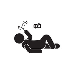 Tired person line icon set, fatigue or exhausted, lack battery energy, low charge, burnout workplace, stress - icon vector