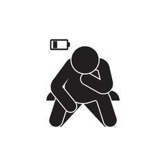 Tired person line icon set, fatigue or exhausted, lack battery energy, low charge, burnout workplace, stress - icon vector