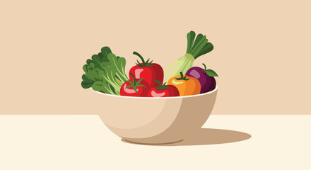 Vibrant bowl overflowing with fresh garden vegetables symbolizes healthy eating and clean eating lifestyle concepts