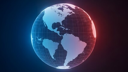 Digital earth hologram with north and south america