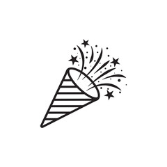 Confetti popper line icon vector, filled flat sign, solid pictogram isolated on white. Celebration symbol, logo illustration.