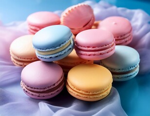 Obraz premium colorful pastel macarons delicious french pastry sweet treats