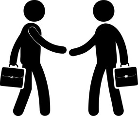 Business people shaking hands in a simple vector illustration