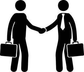 Business people shaking hands in a simple vector illustration for a business deal or partnership