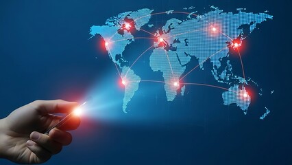 Global network connection hand holding device future of worldwide communication