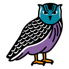 Colorful owl traditional tattoo
