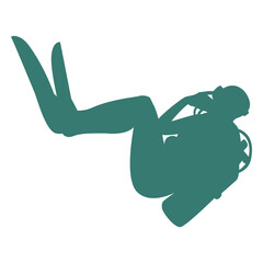 Scuba diver realistic silhouette