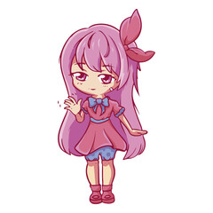 Cute anime girl with purple hair