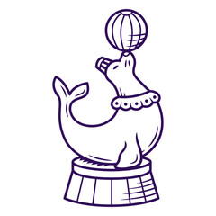 Circus seal doing ball trick