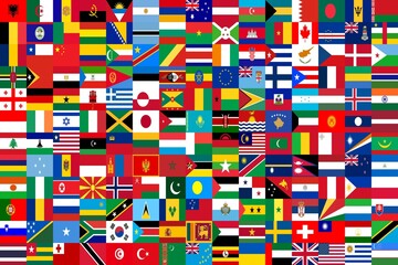 collage of 180 national state flags in a 15x12 grid arranged in alphabetical order