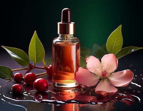 luxurious bakuchiol serum with babchi plant and dewy petals