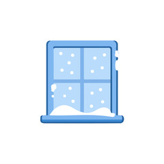 icon_snow-covered_window_decor_isolated_Attractive Minimalist illustration, A clipart flat 2D icon, simple illustration with EPS format design