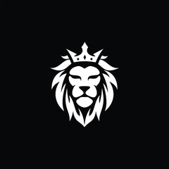 lion head with crown design logo