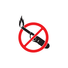 No open flame. Black match with a flame in a red crossed out circle. Prohibition sign