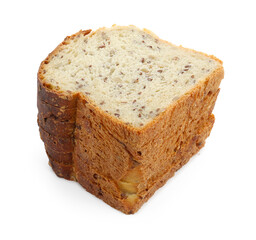 Slices of toast bread with seeds isolated on white