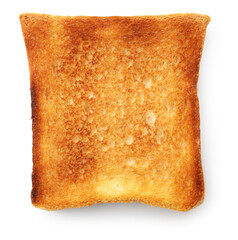 Slice of toasted bread isolated on white, top view