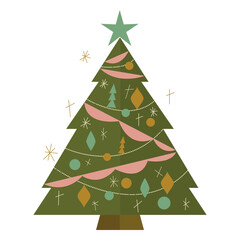 Christmas flat beautiful tree