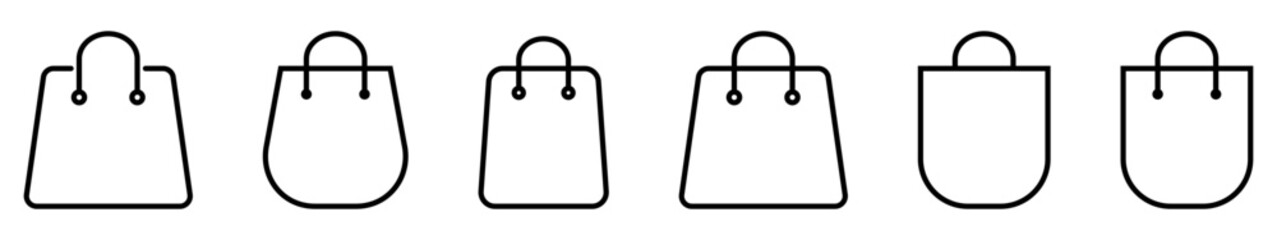 Shopping bag outline icons