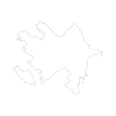 Fototapeta premium Azerbaijan map outline boundaries black line vector design on white background