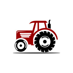 Simple and elegant tractor logo vector icon. Tractor pictogram, side view.