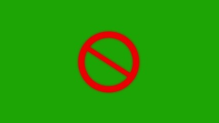 Red prohibition symbol overlay on vibrant green background with soft glow effect representing restriction warning forbidden no entry or stop sign concept for digital graphics and motion design