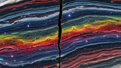 Cosmic Fracture A Colorful, Layered Universe Torn Apart with Stars and Nebula