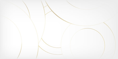 Modern abstract light silver background vector. Elegant circle shape design with golden line. eps 10
