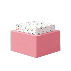 Fototapeta premium Pink box with terrazzo pattern lid.