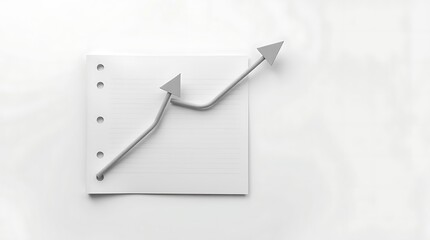 Three dimensional line graph showing upward trend isolated on white background