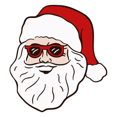 Santa in sunglasses color stroke