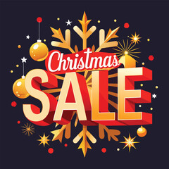 Festive christmas sale announcement design featuring sparkling ornaments and snowflakes for holiday shopping promotions