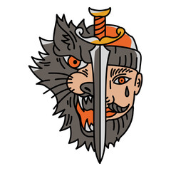 Werewolf Face Tattoo