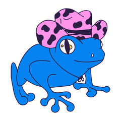 Frog with cowboy hat color stroke