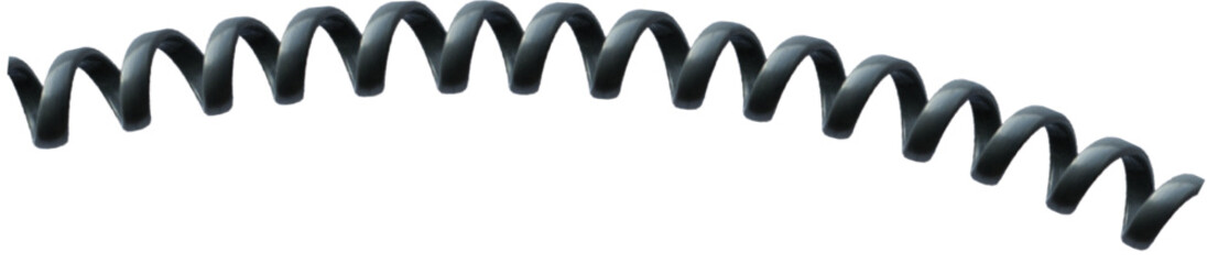 Black coiled flexible cable or spiral spring, stretching horizontally, representing connection, elasticity, and communication idea