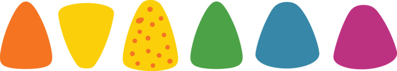 Simple colorful egg illustration set with bright pastel designs, minimal festive decoration for Easter, spring celebration, crafts and creative graphic projects