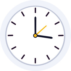 Vector art of simple analog clock face showing the time three oclock 