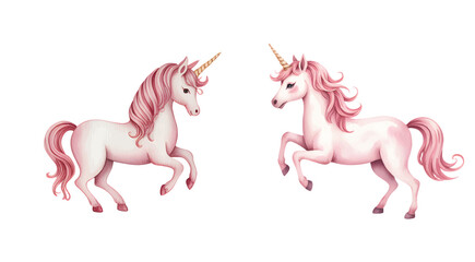 Watercolor unicorn illustration for kids birthday. Unicorn artwork  for Baby shower greeting cards or childish birthday invitation. © Songrami
